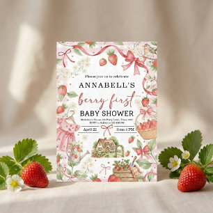 Strawberry baby shower Invite First Berry Sweet