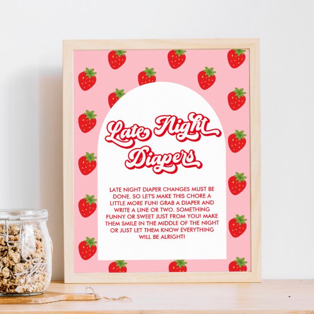 Strawberry Baby Shower Late Night Diapers Game Poster (Creator Uploaded)