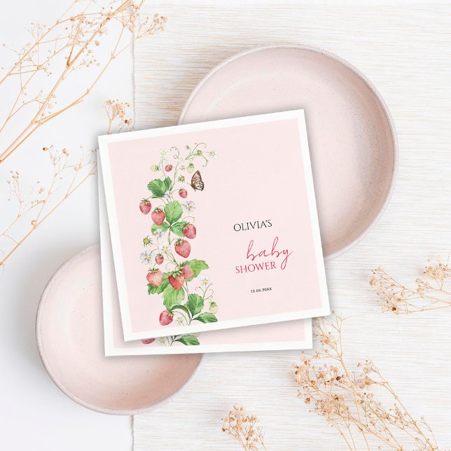Strawberry Baby Shower Napkin (Creator Uploaded)