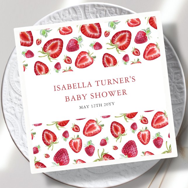 Strawberry Baby Shower Napkin (Creator Uploaded)