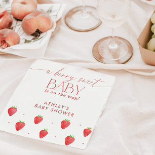 Strawberry Baby Shower Napkins, Berry Baby Shower Napkin