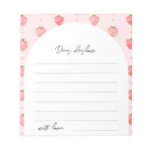 Strawberry Baby Shower Notepad Notes to Baby