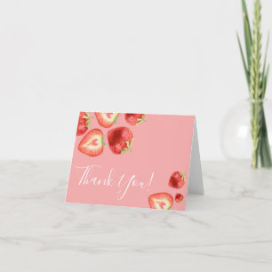 Strawberry Baby Shower or Birthday Thank You Card