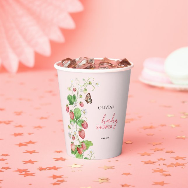 Strawberry Baby Shower Paper Cups (Insitu)