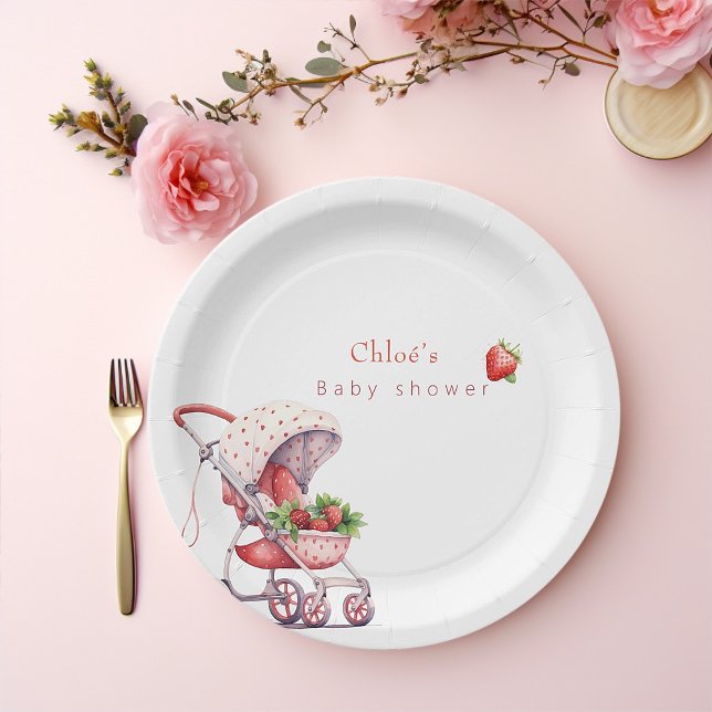 Strawberry baby shower  paper plate (Creator Uploaded)
