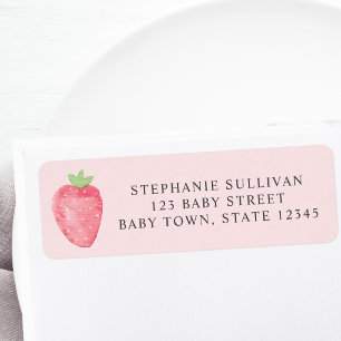 Strawberry Baby Shower Return Address  Label