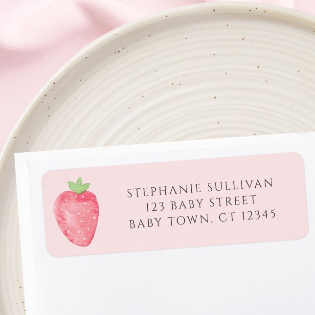 Strawberry Baby Shower Return Address  Label (Creator Uploaded)