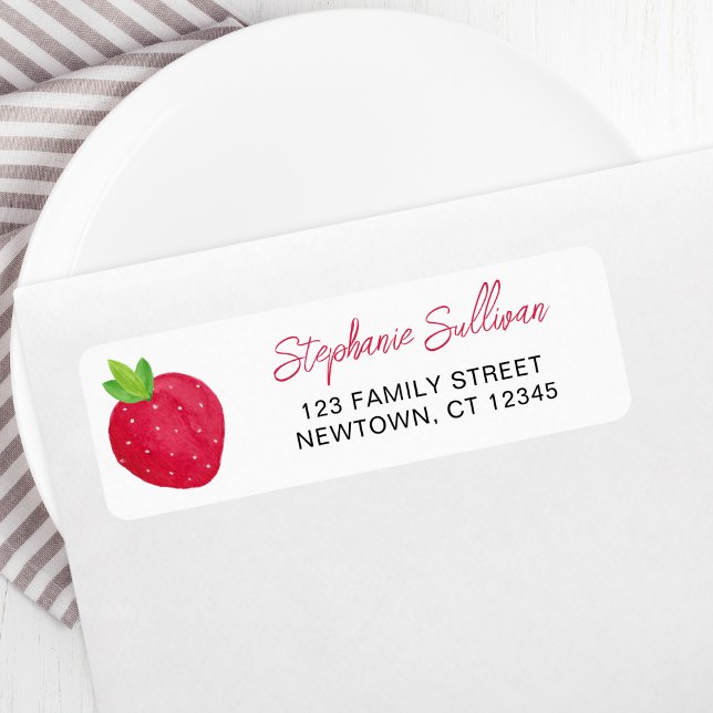 Strawberry Baby Shower Return Address Label (Creator Uploaded)