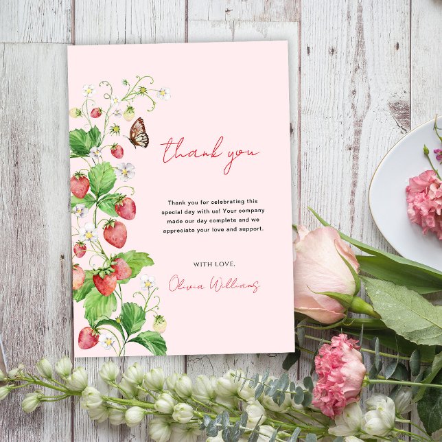 Strawberry Baby Shower Thank You Card (Creator Uploaded)