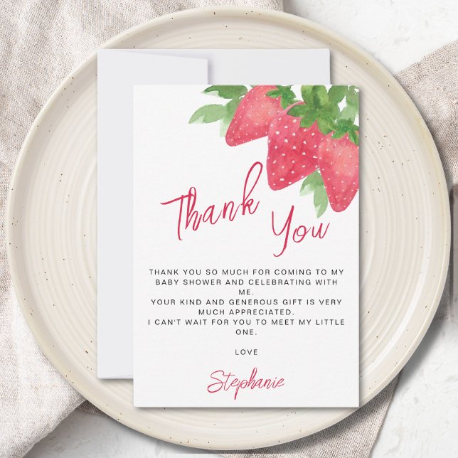 Strawberry Baby Shower  Thank You Card (Creator Uploaded)