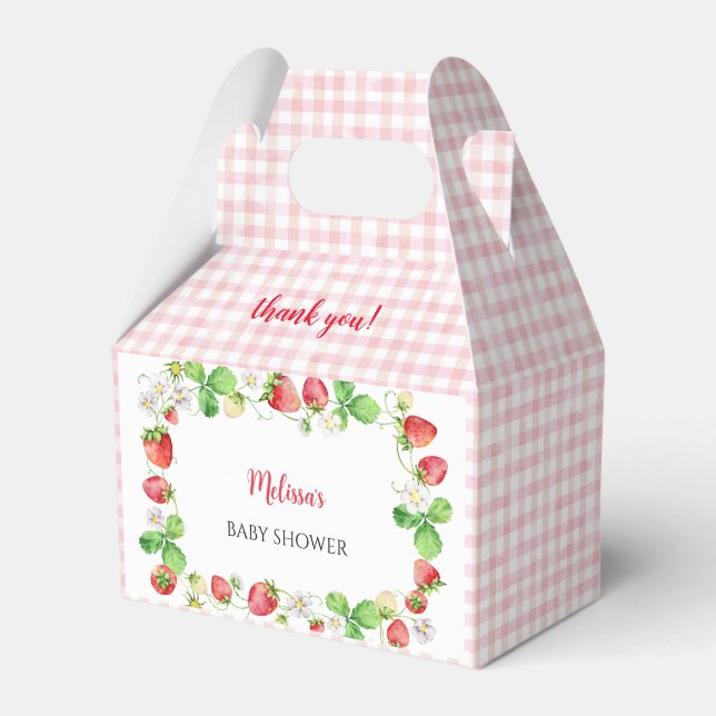 Strawberry Baby Shower Thank You Favour Box (Front Side)