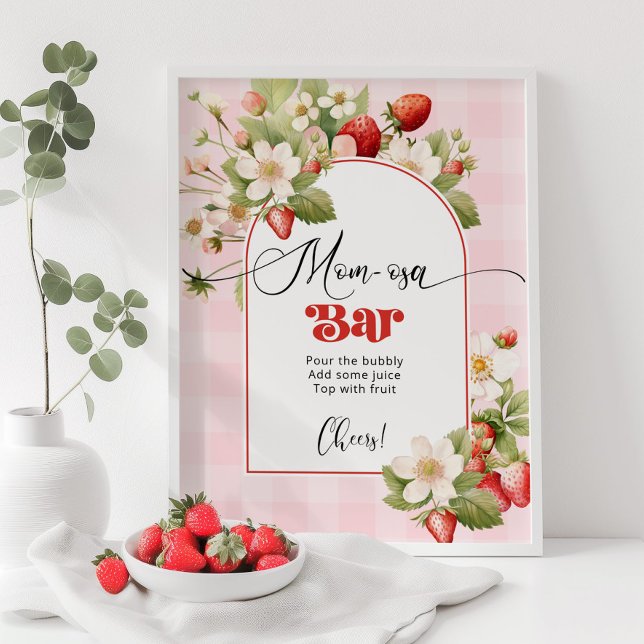 Strawberry baby shower theme Mum-osa bar Poster (Creator Uploaded)