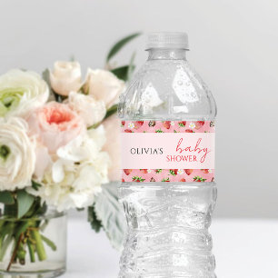 Strawberry Baby Shower Water Bottle Label