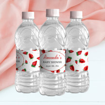 Strawberry Baby Shower Water Bottle Label