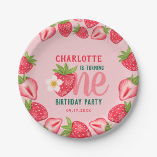 Strawberry Baby Turning One 1st Birthday Party  Paper Plate