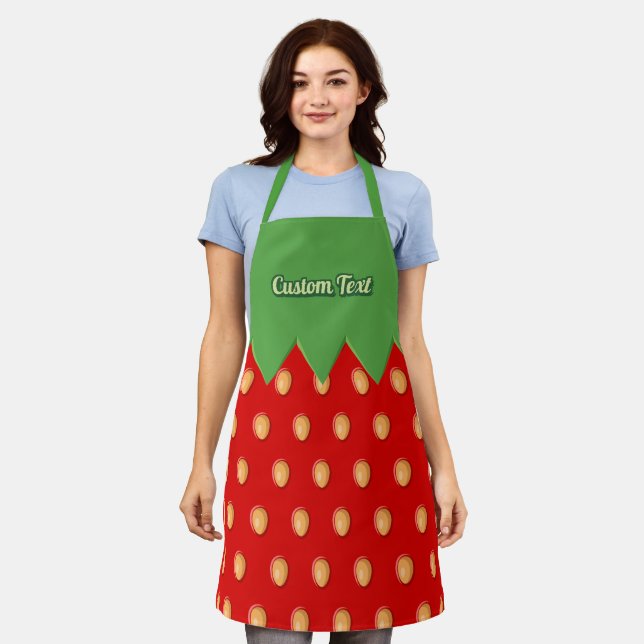 Strawberry Background Pattern Apron (Worn)