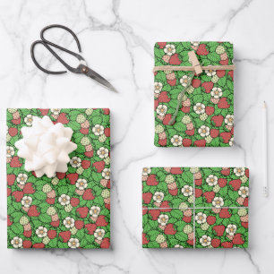 Strawberry Background Pattern Wrapping Paper Sheet