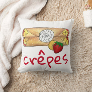 Strawberry Banana Crêpe Pancake French Food Crepes Cushion
