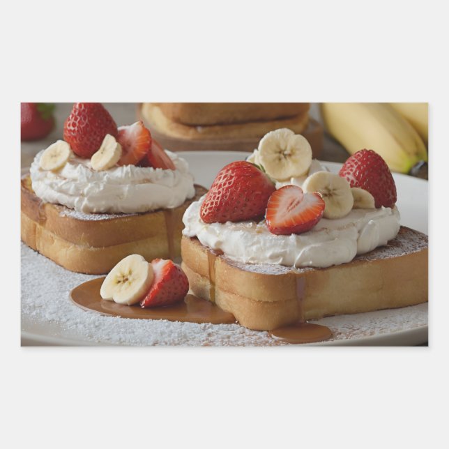 Strawberry & Banana French Toast Rectangular Sticker (Front)