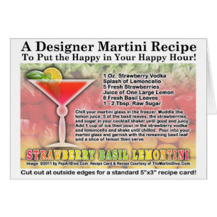 Strawberry Basil Martini Recipe Card