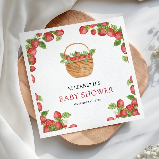 Strawberry Basket Berry Sweet Baby Shower Napkin (Creator Uploaded)