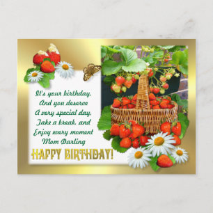 Strawberry Basket ~ Birthday Postcard