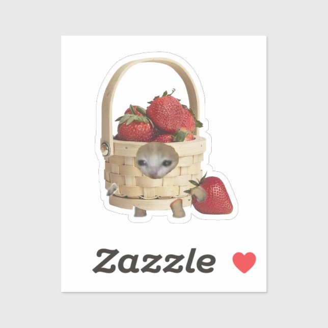 Strawberry basket cat sticker (Sheet)