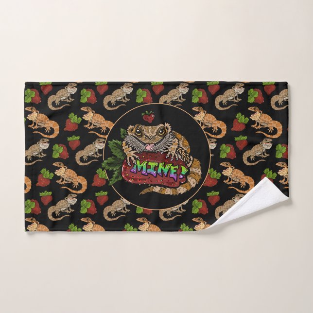Strawberry Beardie Dragon "MINE!" Hand Towel (Hand Towel)