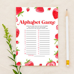 Strawberry Berry Alphabet Baby Shower Game Stationery