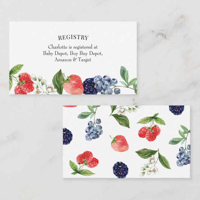 Strawberry Berry Baby Shower Registry Insert Card (Front/Back)