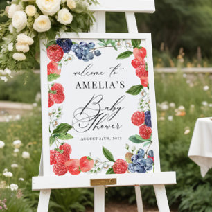 Strawberry Berry Baby Shower Welcome Sign