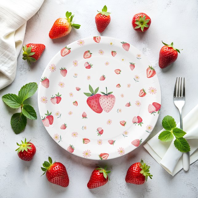 Strawberry Berry Birthday Paper Plate (Creator Uploaded)