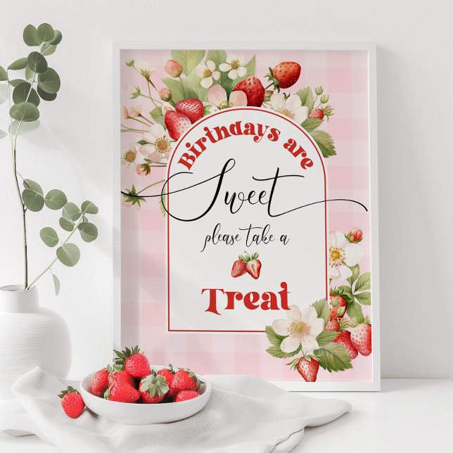 Strawberry Berry Birthdays are sweet take a treat Poster (Creator Uploaded)