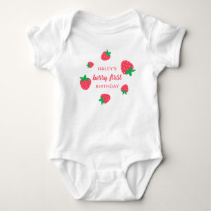 Strawberry Berry First 1st Baby Birthday Bodysuit