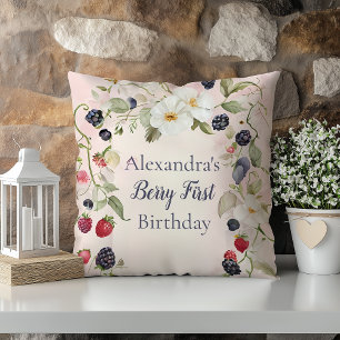  Strawberry Berry First 1st Birthday Party  Cushion