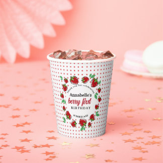 Strawberry Berry First 1st Birthday  Party Paper Cups