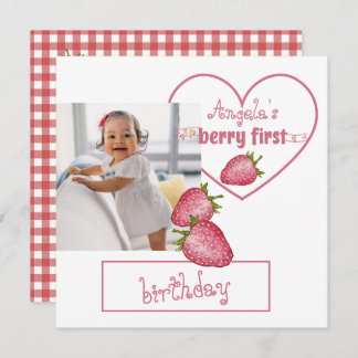 Strawberry Berry First Birthday 2 Invitation