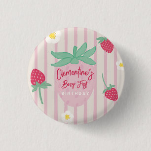 Strawberry Berry First Birthday 3 Cm Round Badge