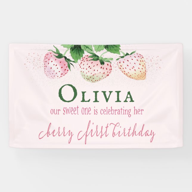Strawberry Berry First Birthday Banner (Horizontal)