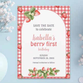 Strawberry Berry First Birthday Berry Weet Save The Date