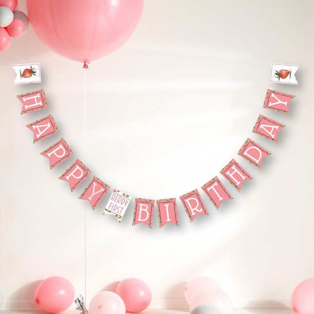 Strawberry Berry First Birthday  Bunting (Creator Uploaded)