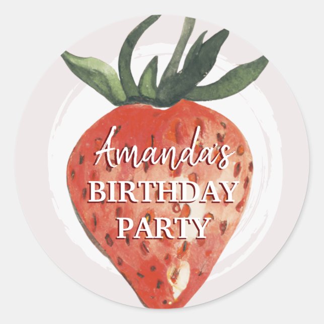  Strawberry Berry First Birthday Classic Round Sticker (Front)