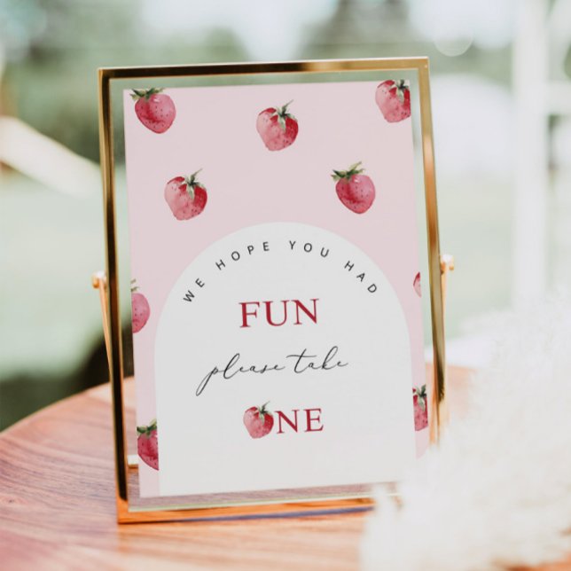 Strawberry berry first birthday Favours Poster (Creator Uploaded)