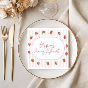 Strawberry Berry First Birthday Napkins