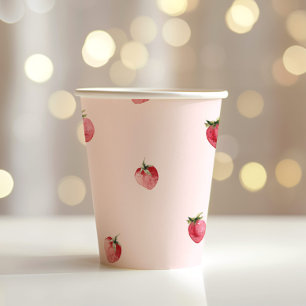 Strawberry berry first birthday paper cups