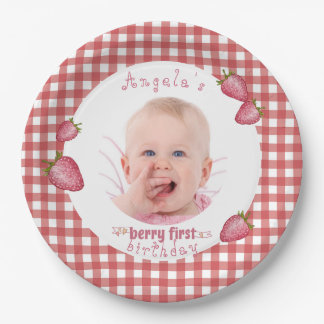 Strawberry Berry First Birthday Paper Plate