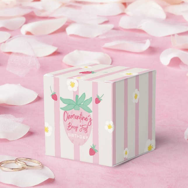 Strawberry Berry First Birthday Party Favor Box (Wedding)