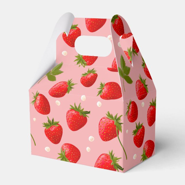 Strawberry Berry First Birthday Party Favour Favour Box (Front Side)