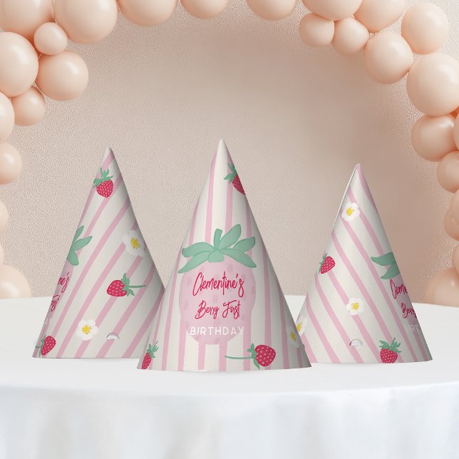 Strawberry Berry First Birthday Party Hat (Creator Uploaded)