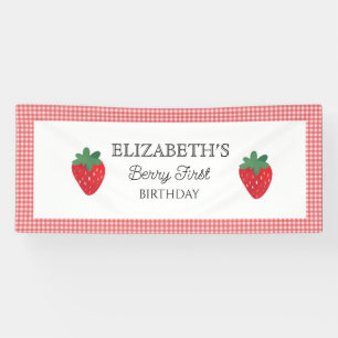 Strawberry Berry First Picnic Birthday Banner